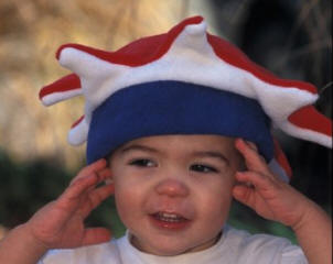fleece winter starfish hat on child