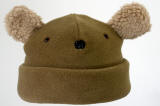Bear ear hat with eyes and nose camel color with tan sherpa ears