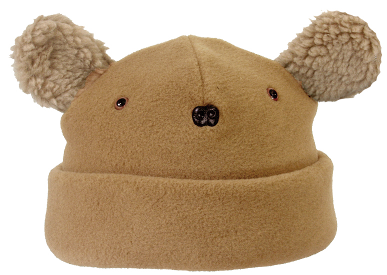 baby bear face hat 100wt tan with berber ears and brown nose