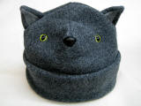 Gray fleece kitty cat hat for sking