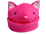 Fleece cat face hat hot pink
