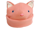 Salmon pink warm handmade kitty cat hat