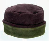 Polarfleece stylish Fleece eco Pillbox hat black top with forest green band