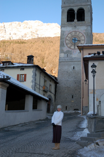 winter fleece skirt in the Italian Alps