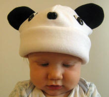 white micro fleece panda hat