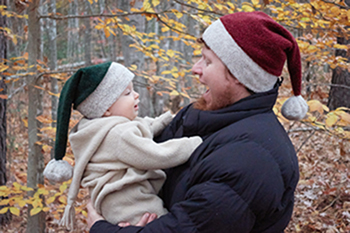 vintage berber fleece santa hat and baby elf hat